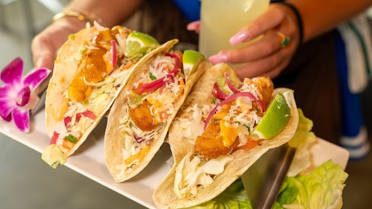 All-Star fish tacos and a craft cocktail at Skybox Taphouse Waikiki